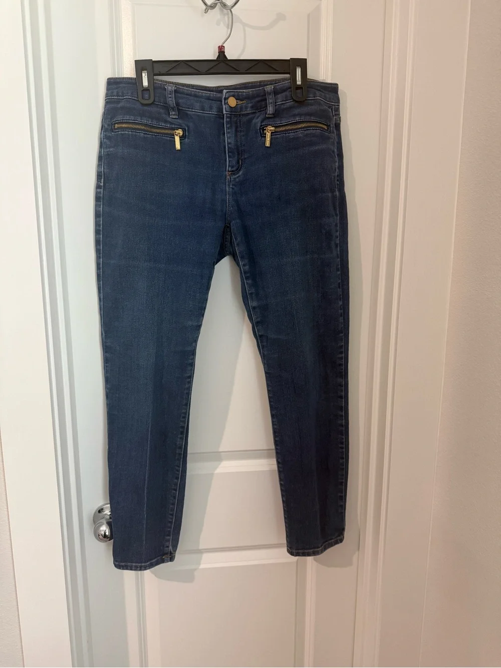 Michael Kors Skinny Jeans Gold Zip Pocket Medium - light Wash Women's Size 10